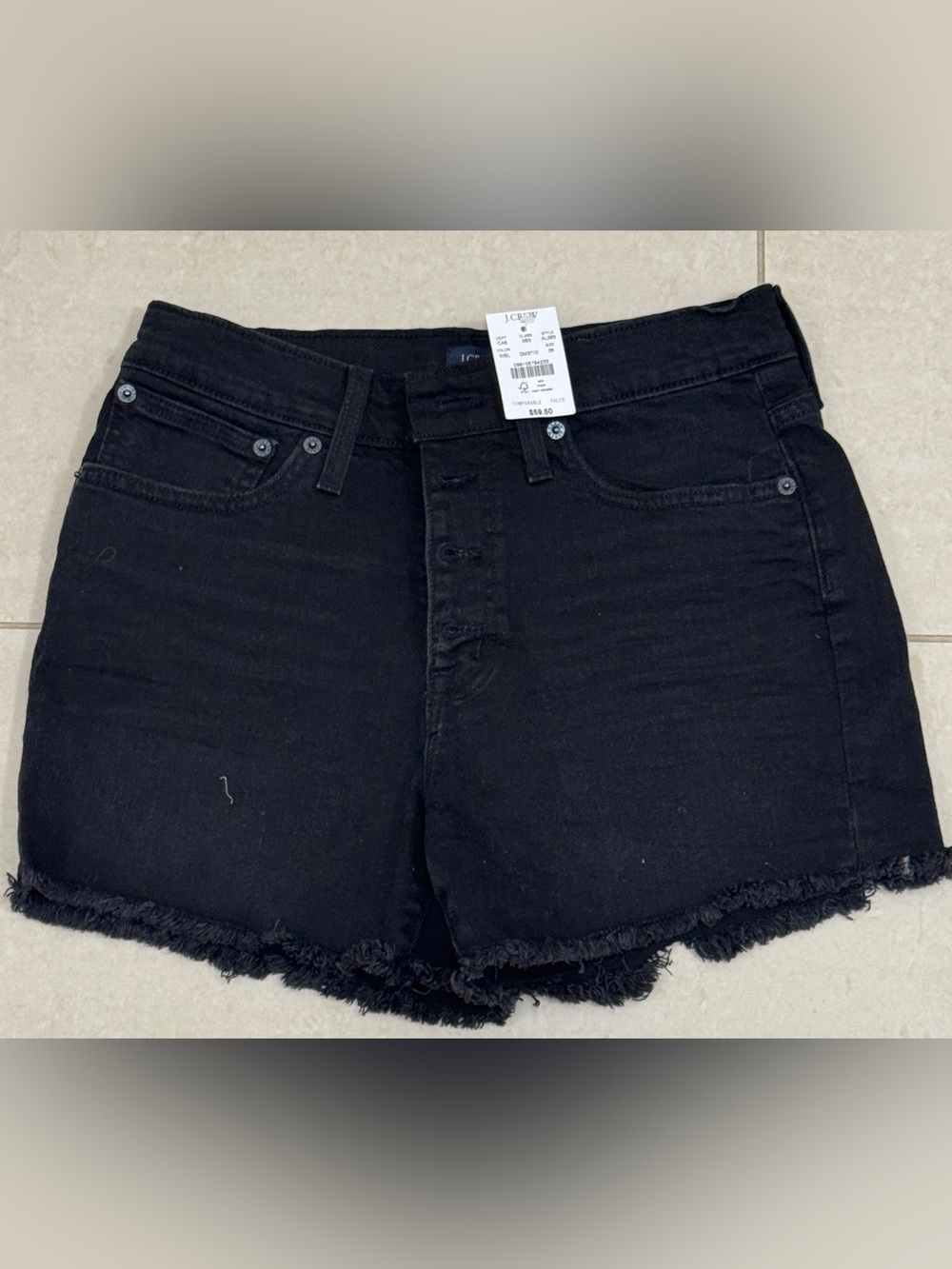 J. Crew High Rise Jean Shorts with Distressed Hem